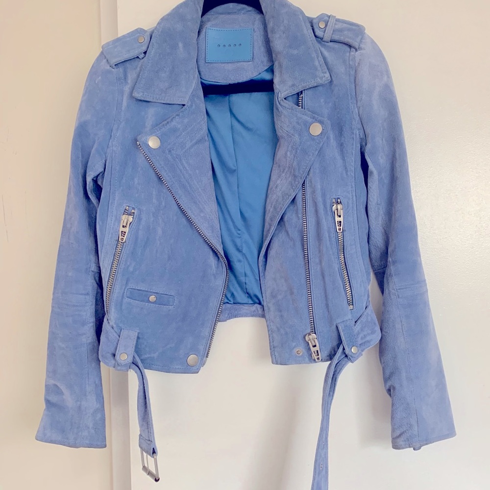 Blank NYC Blue Suede Moto Jacket